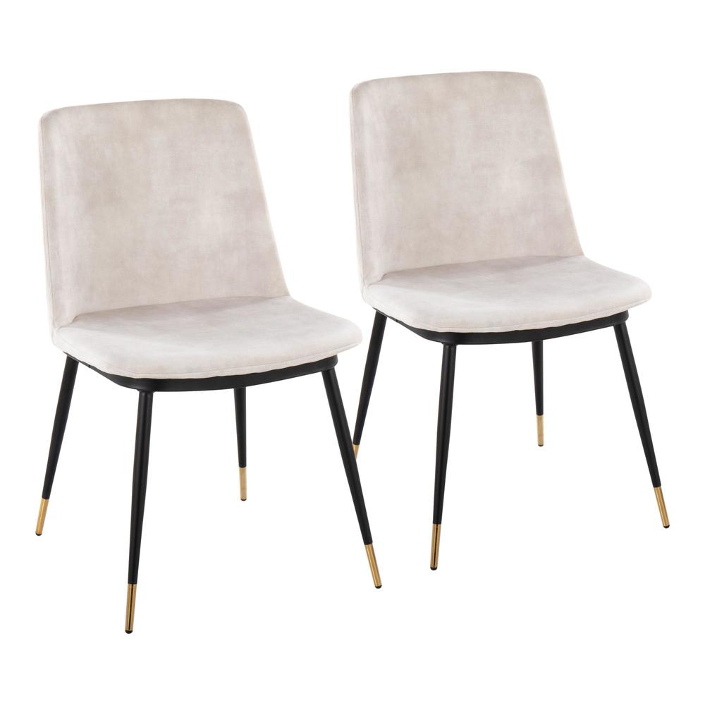 Black Metal, Gold Metal, Beige Velvet Wanda Chair - Set of 2. Picture 1