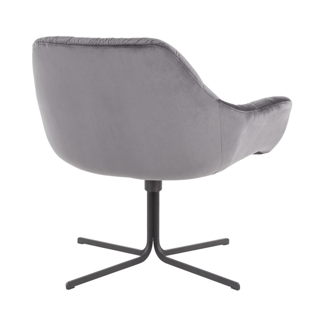 Black Metal, Grey Velvet Wayne Swivel Lounge Chair. Picture 3