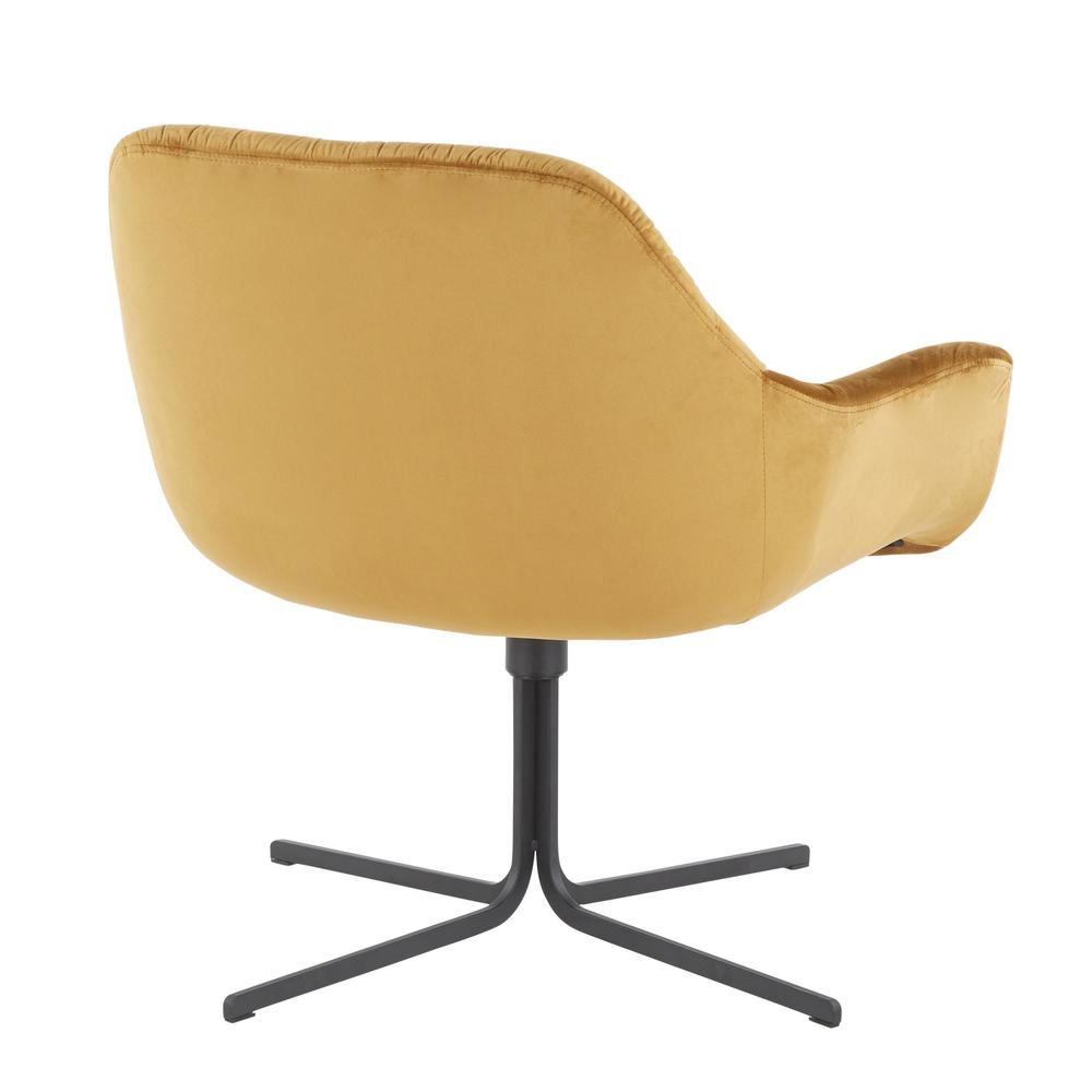 Black Metal, Chartreuse Velvet Wayne Swivel Lounge Chair. Picture 3