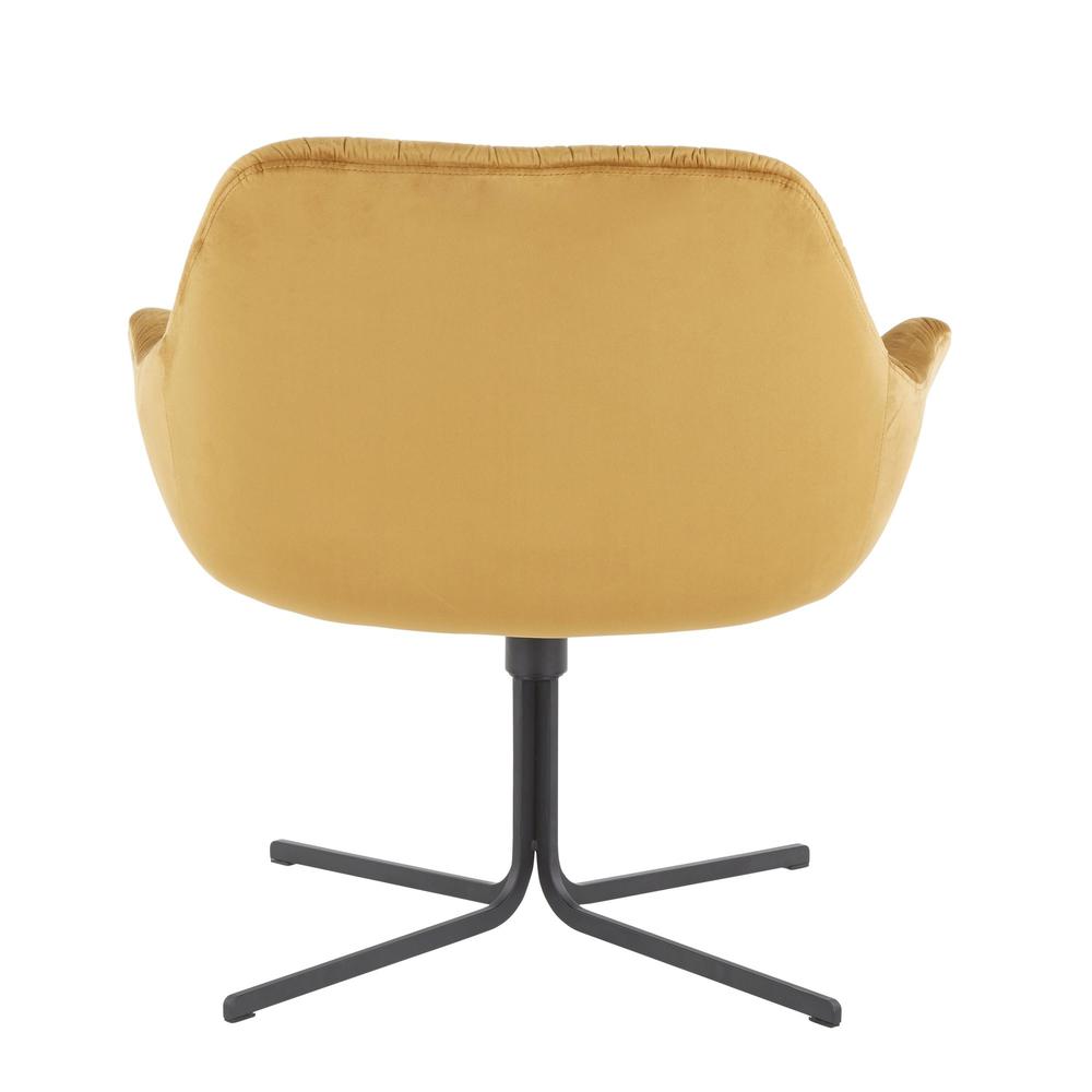 Black Metal, Chartreuse Velvet Wayne Swivel Lounge Chair. Picture 4