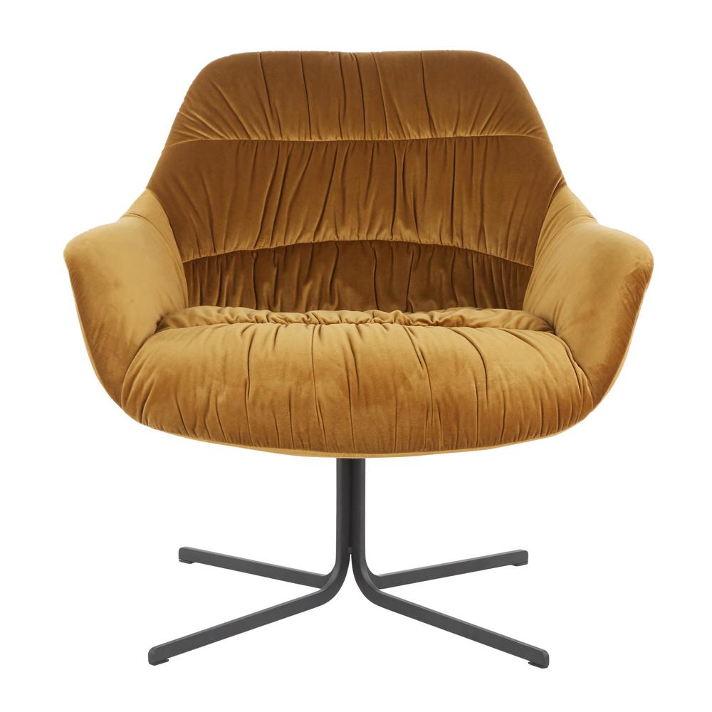 Black Metal, Chartreuse Velvet Wayne Swivel Lounge Chair. Picture 5