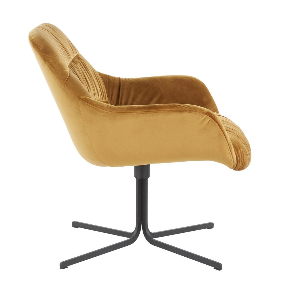 Black Metal, Chartreuse Velvet Wayne Swivel Lounge Chair. Picture 2