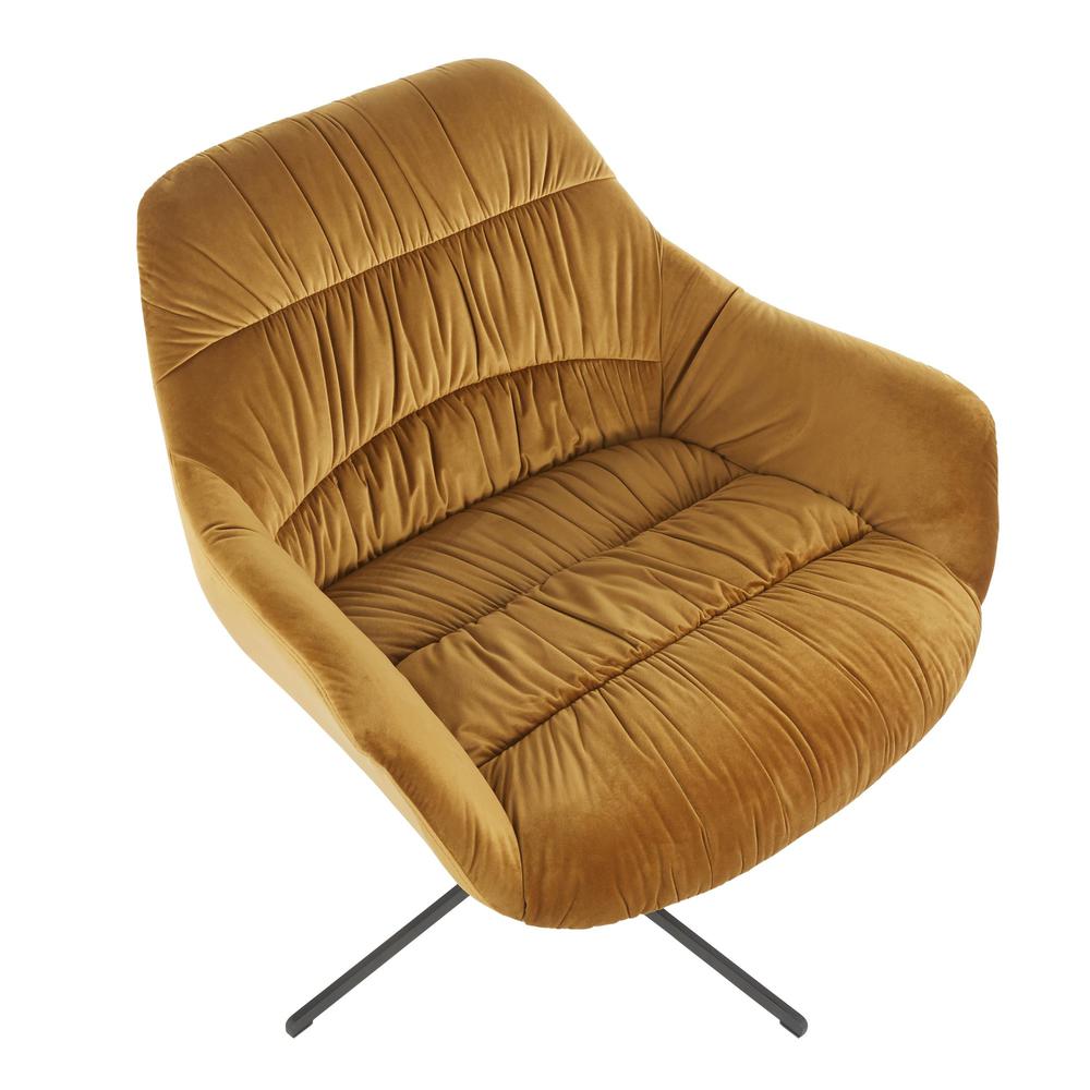 Black Metal, Chartreuse Velvet Wayne Swivel Lounge Chair. Picture 6