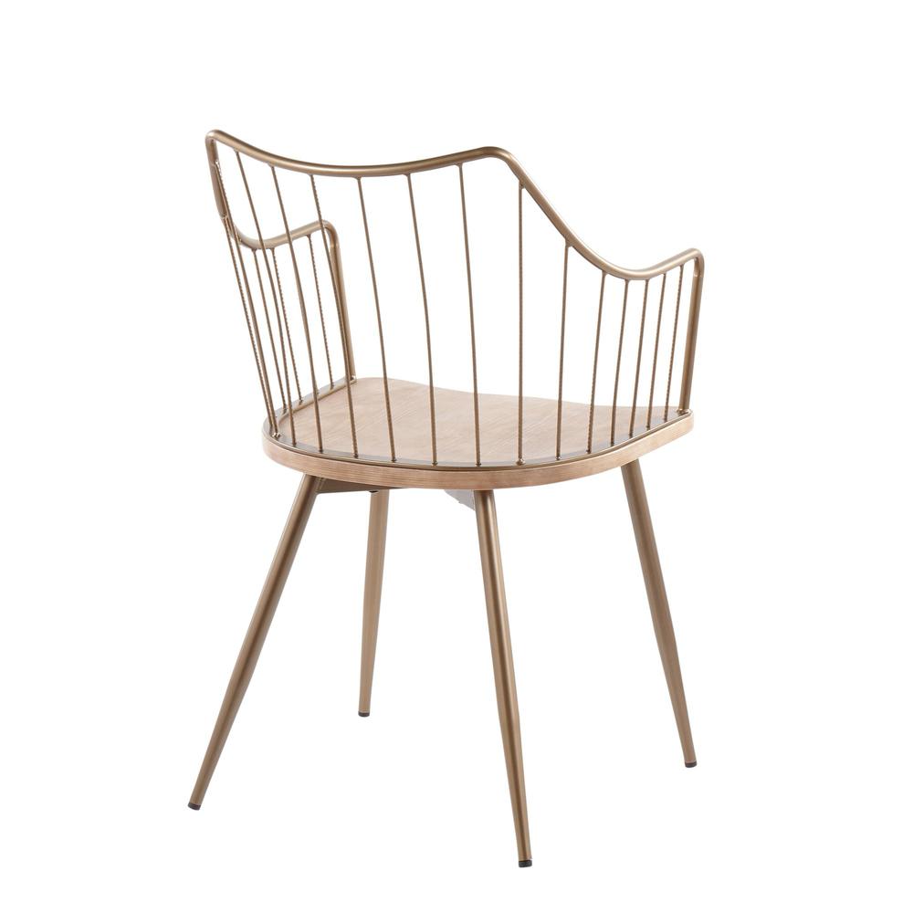 Antique Copper Metal, White Washed Wood Winston Chair. Picture 3