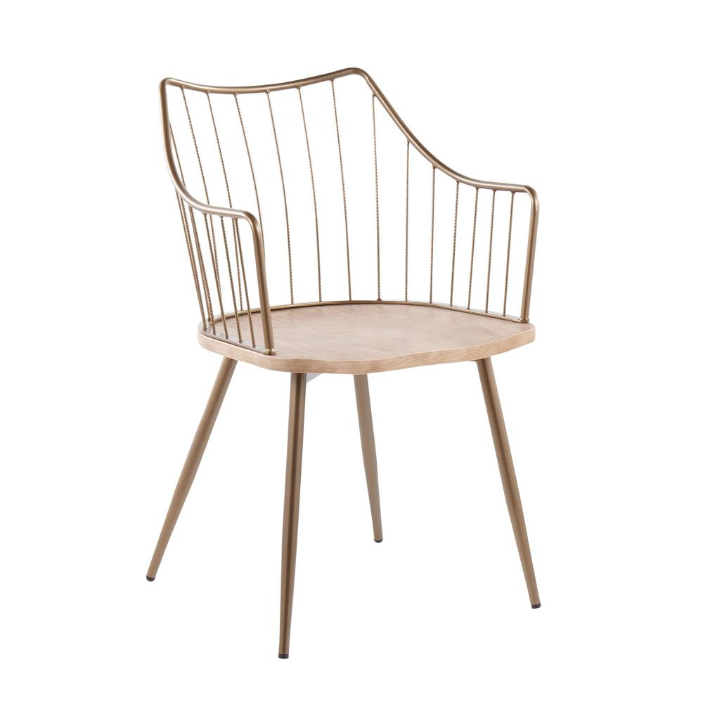 Antique Copper Metal, White Washed Wood Winston Chair. Picture 1