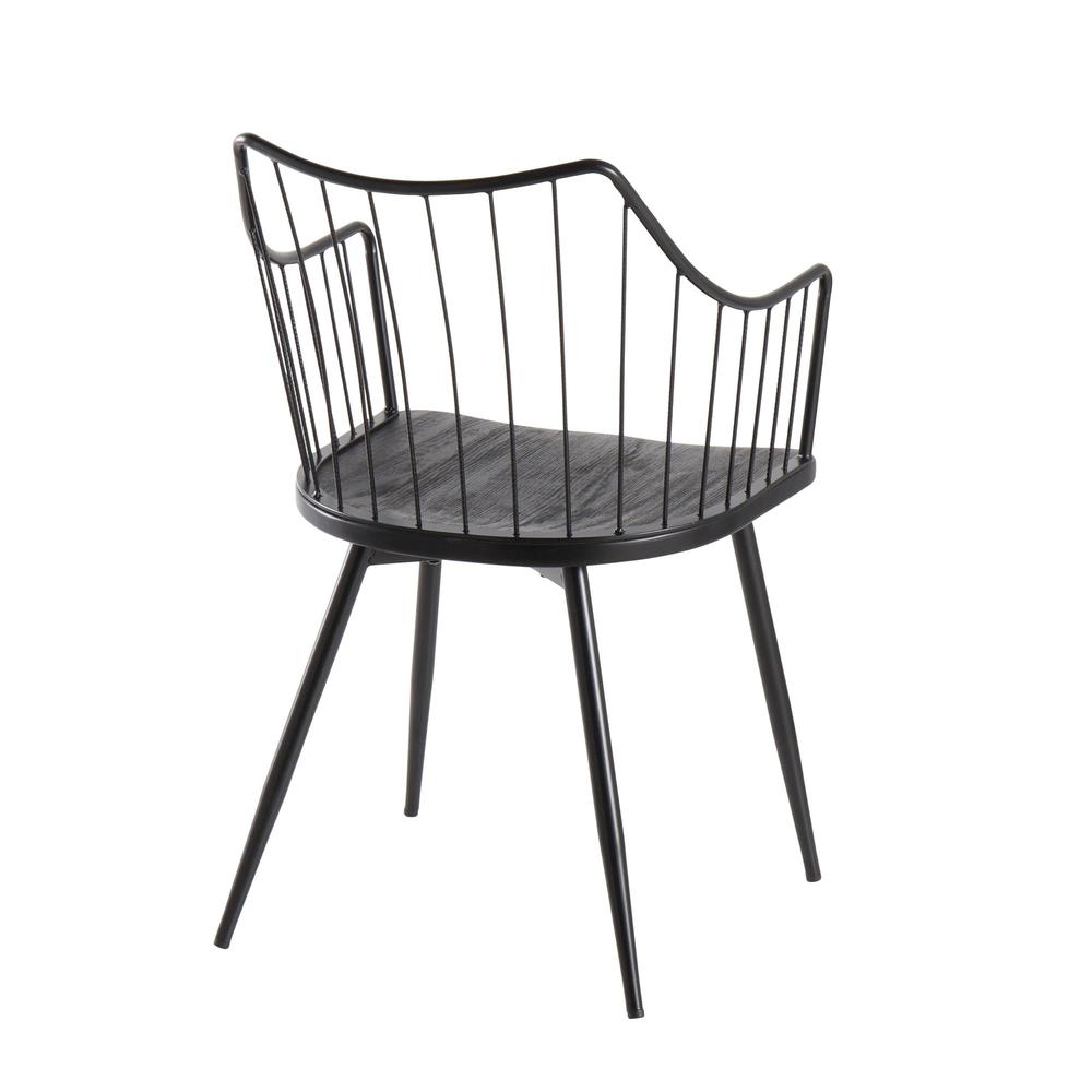 Black Metal, Black Wood Winston Chair. Picture 3