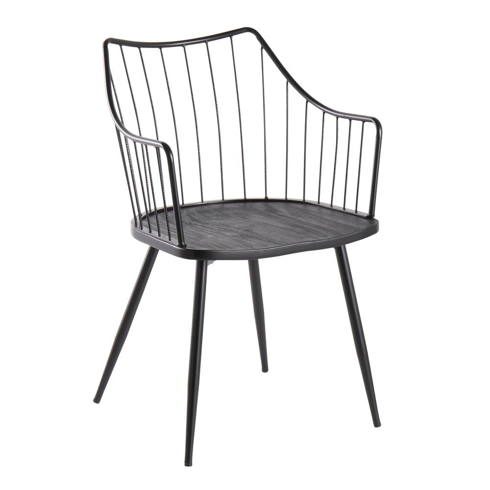 Black Metal, Black Wood Winston Chair. Picture 1