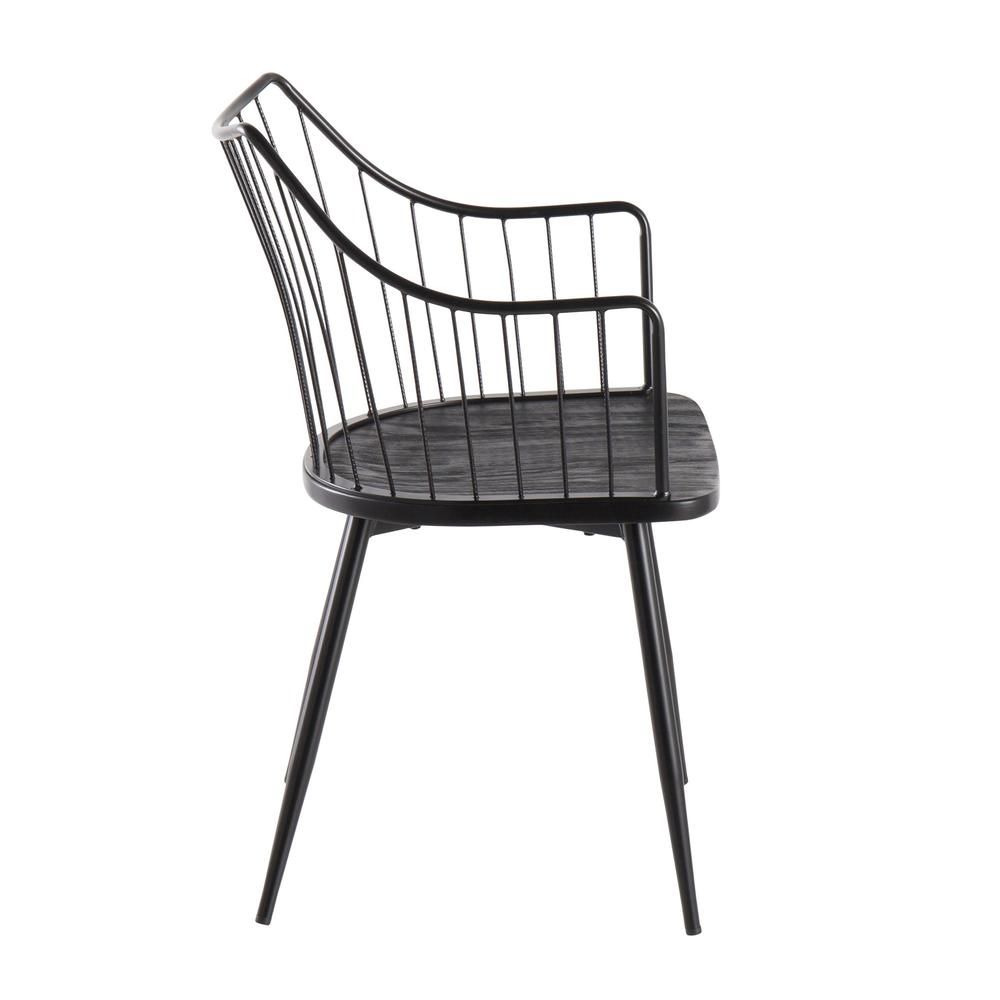 Black Metal, Black Wood Winston Chair. Picture 2