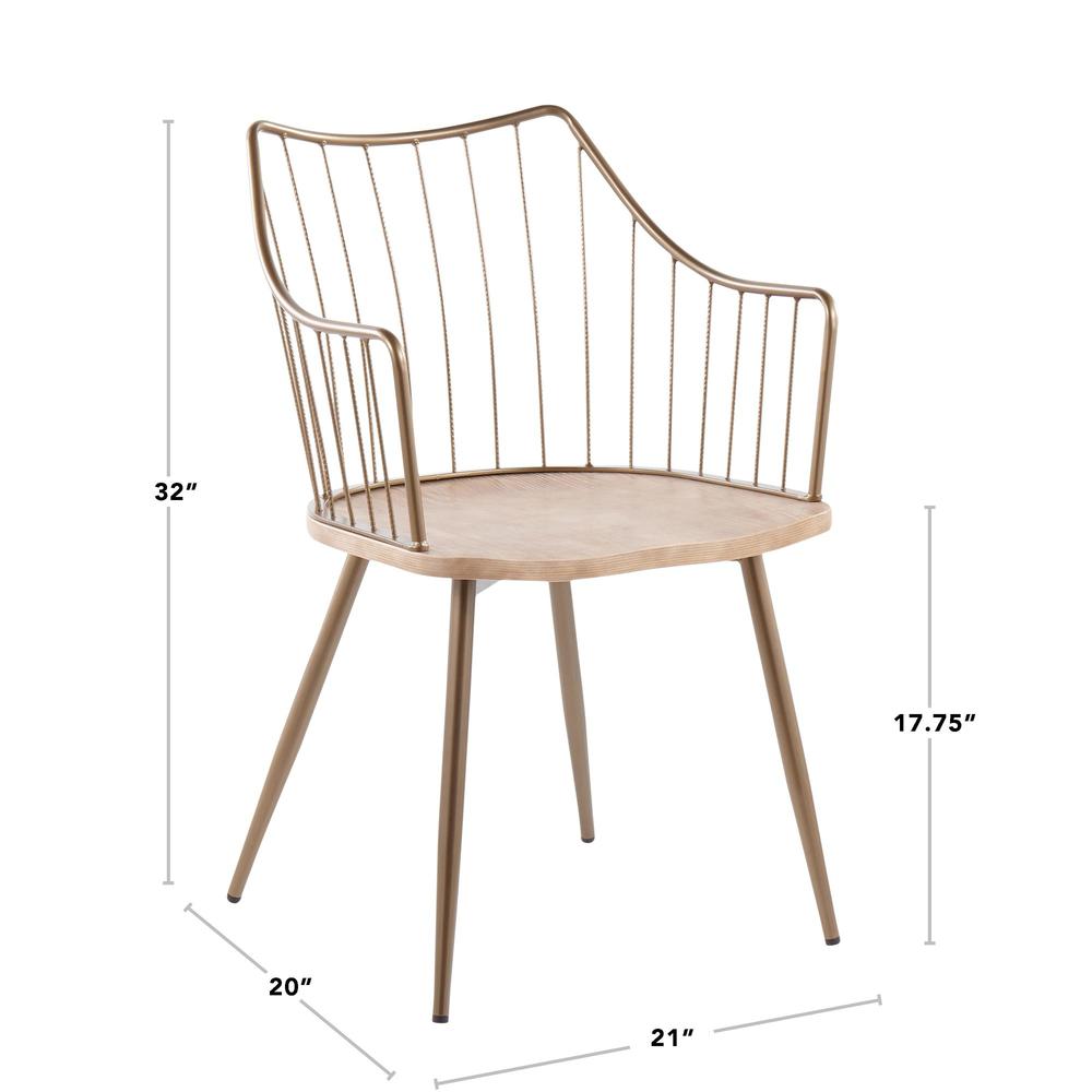 Antique Copper Metal, White Washed Wood Winston Chair. Picture 7