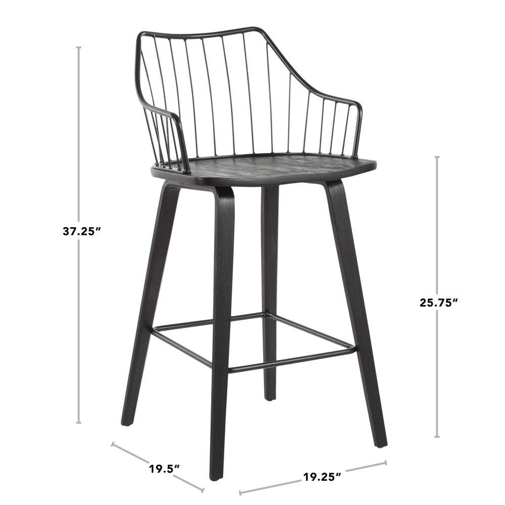 Black Wood, Black Metal Winston Counter Stool. Picture 7