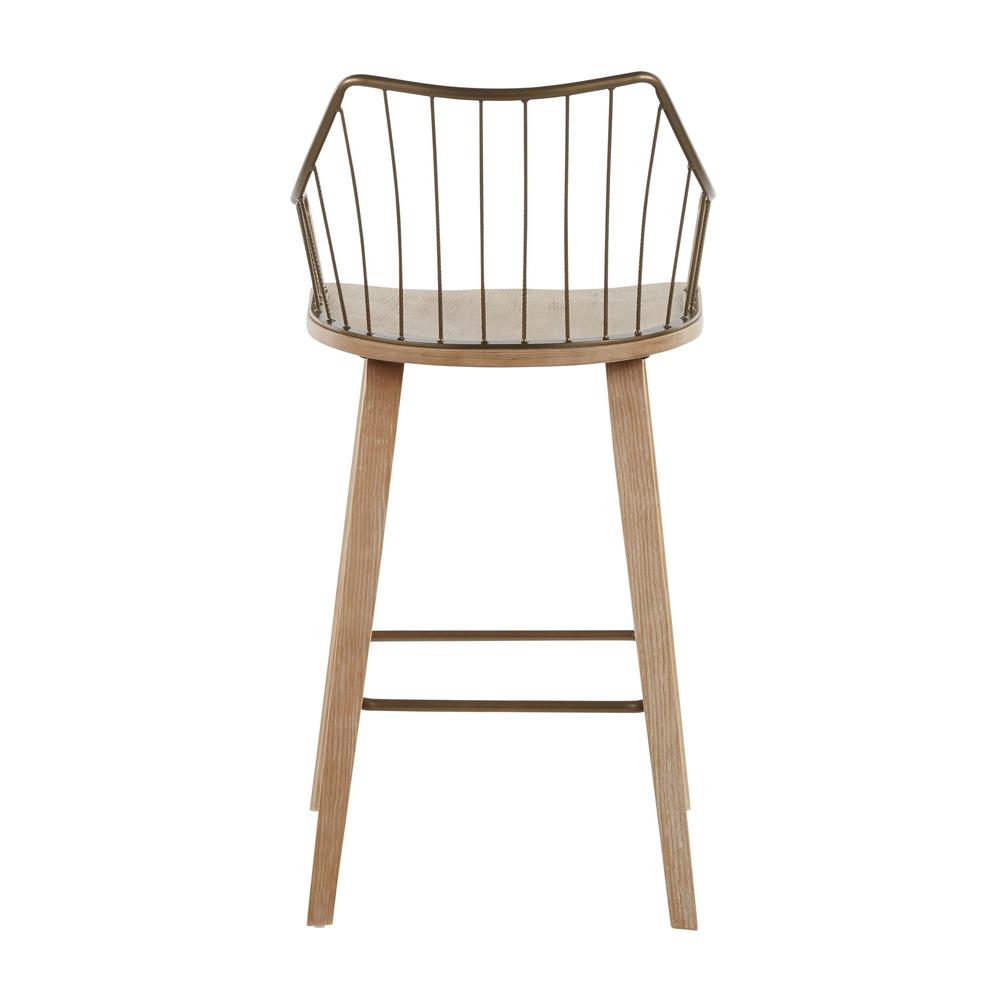 White Washed Wood, Antique Copper Metal Winston Counter Stool. Picture 4
