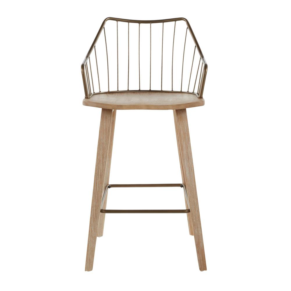 White Washed Wood, Antique Copper Metal Winston Counter Stool. Picture 5