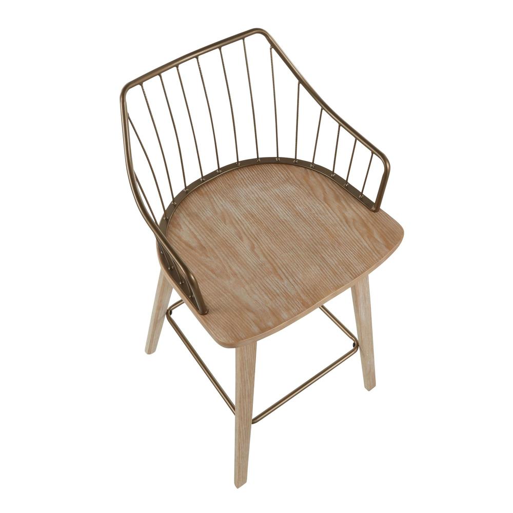 White Washed Wood, Antique Copper Metal Winston Counter Stool. Picture 6