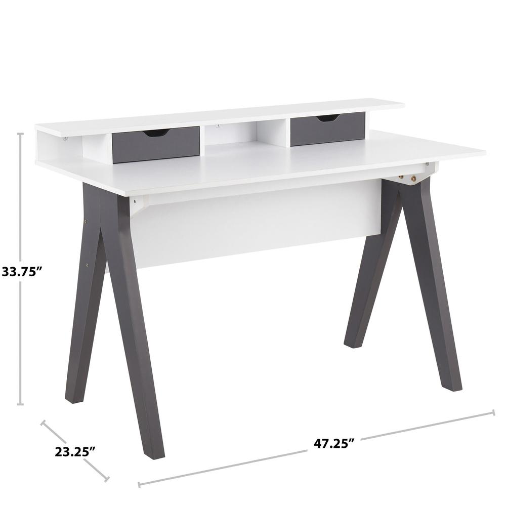 Grey Wood, White Wood Wishbone Desk. Picture 8