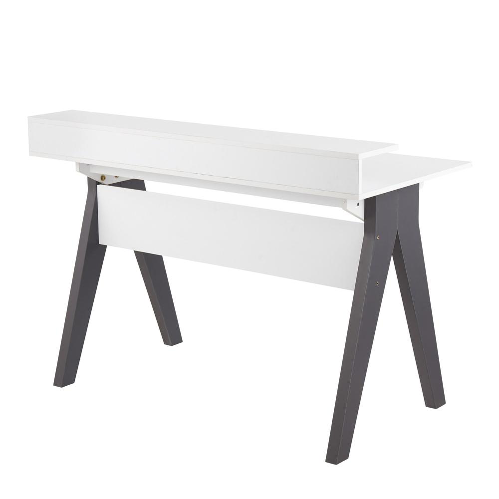 Grey Wood, White Wood Wishbone Desk. Picture 3