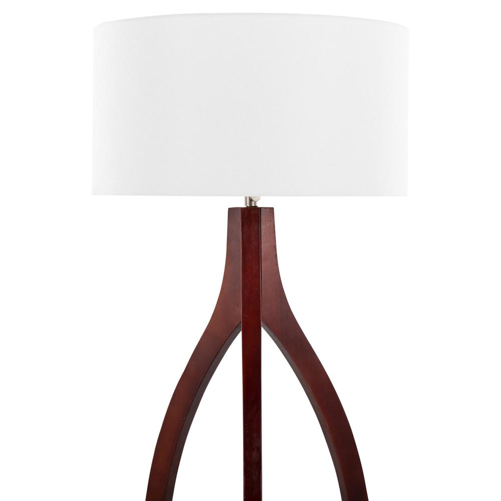 Walnut Wood, White Fabric Wishbone Floor Lamp. Picture 6