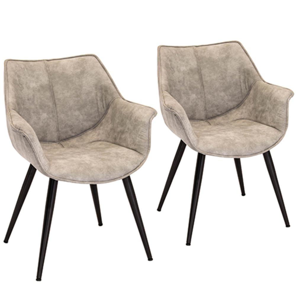 Black Metal, Light Grey Wrangler Chair - Set of 2. Picture 1