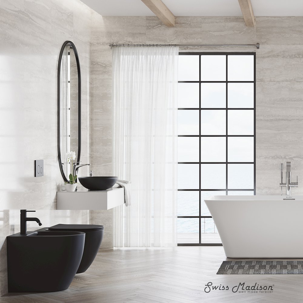 St. Tropez Wall-Hung Toilet Bowl Only in Matte Black. Picture 6