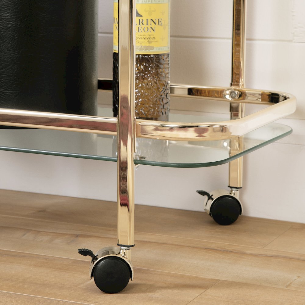 Maliza Bar Cart, Gold and Glass. Picture 5