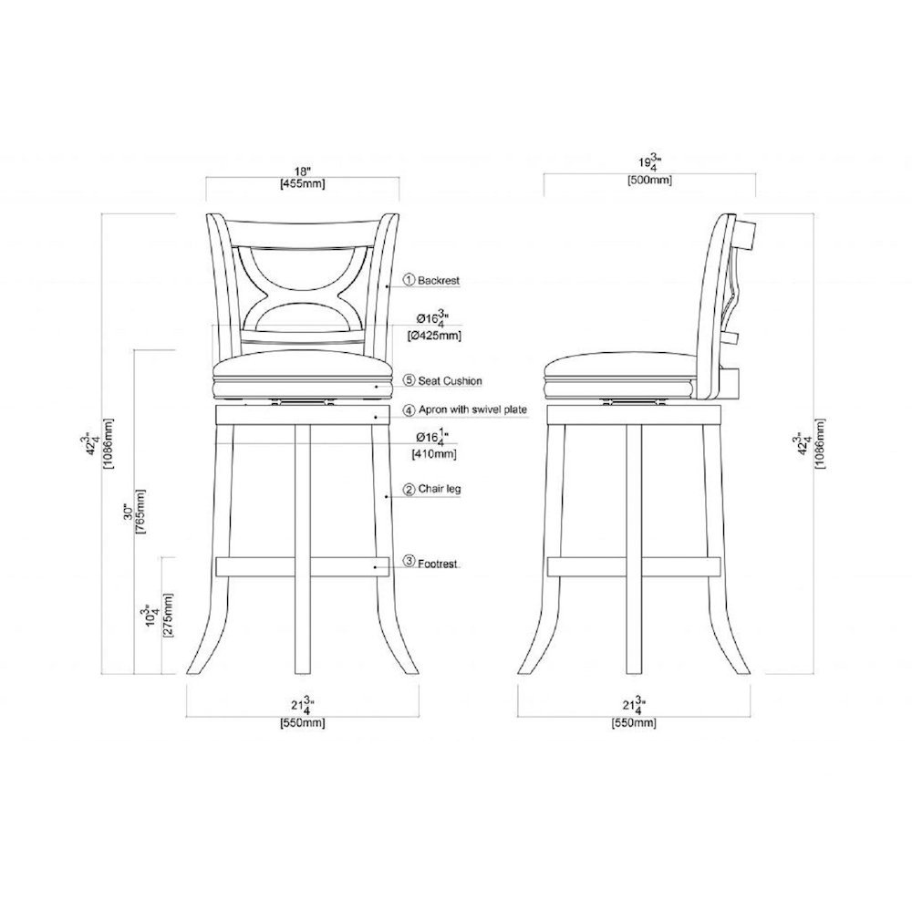 Florence Swivel Bar Stool - Black Sandthru Finish. Picture 10