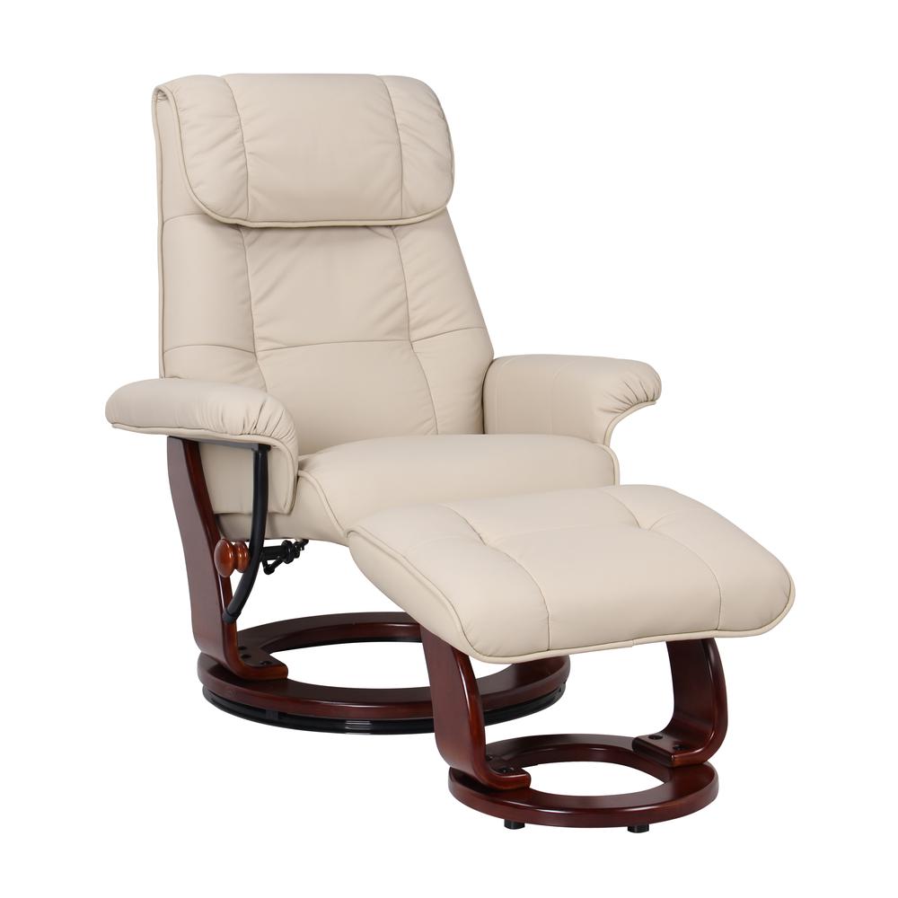 Scandinavian / European-styled recliner and ottoman in Taupe. Picture 1