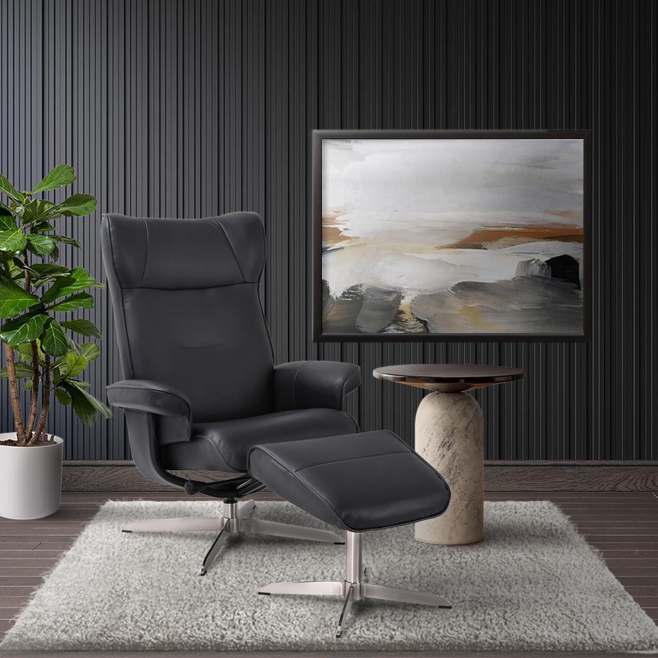 Scandinavian / European-styled recliner & ottoman. Picture 4
