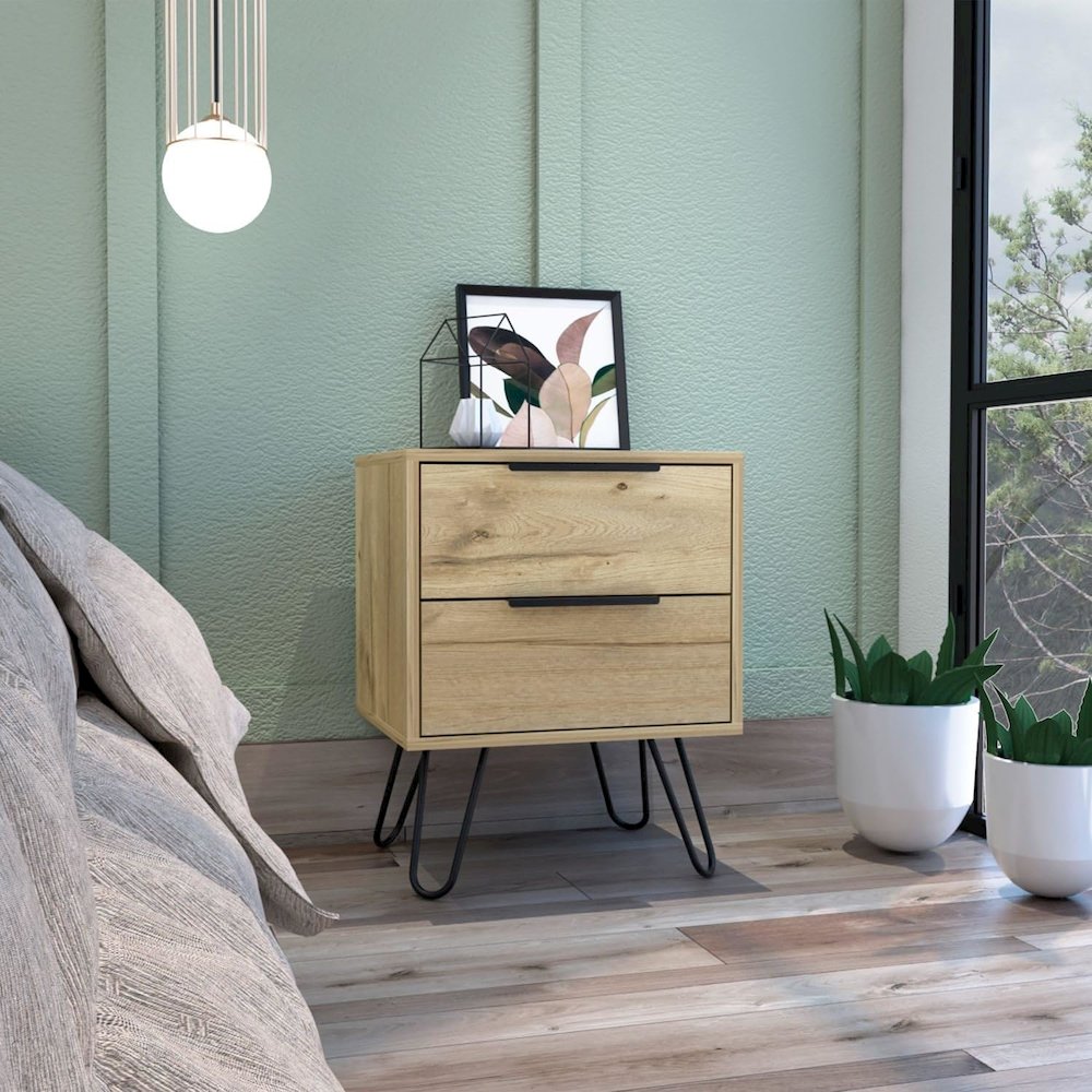 Augusta 2 Nightstand Light Oak MDF. Picture 5