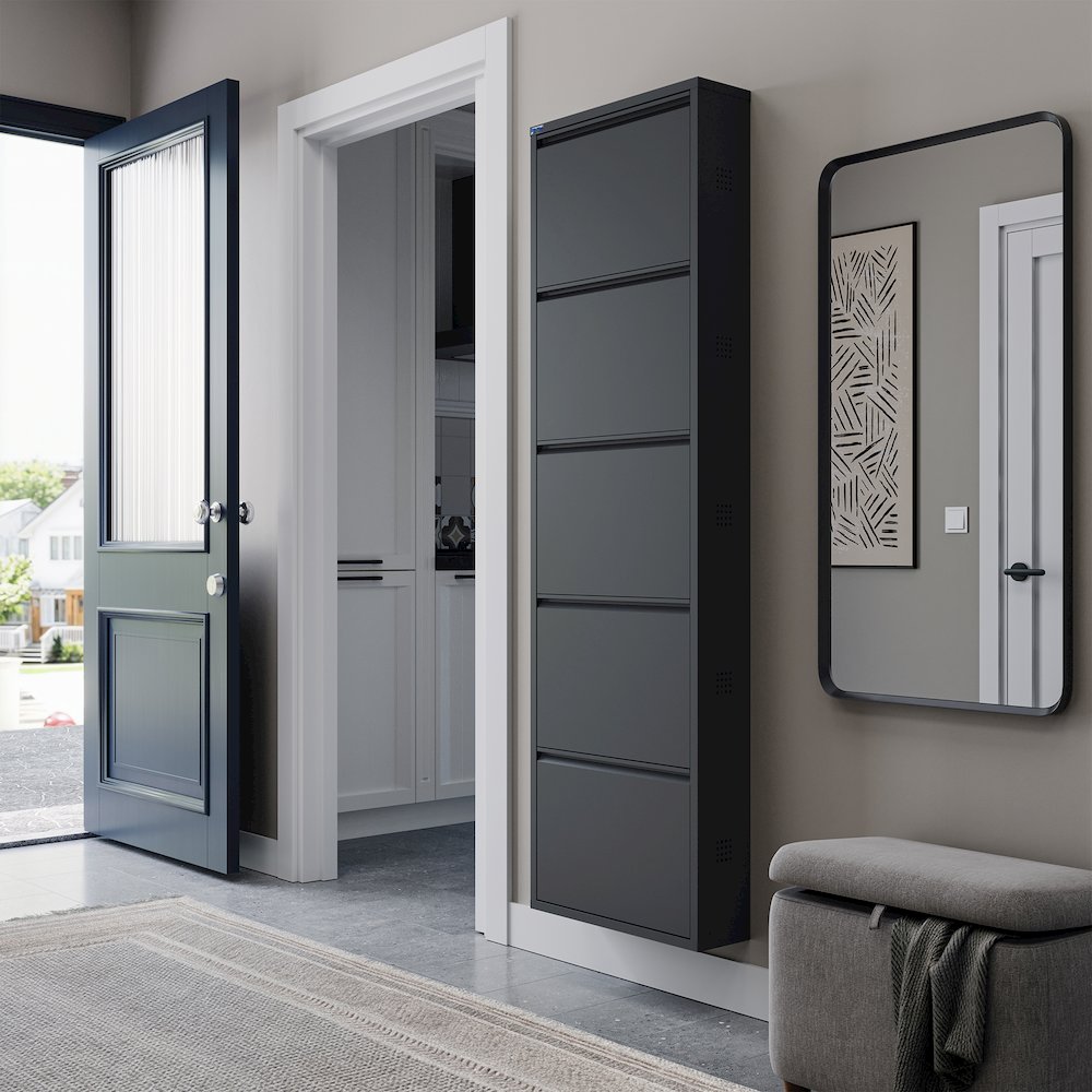 Antibacterial 5 Tier metal shoe cabinet side holes. Picture 2