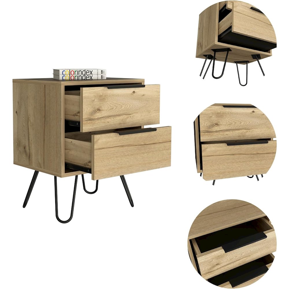 Augusta 2 Nightstand Light Oak MDF. Picture 3