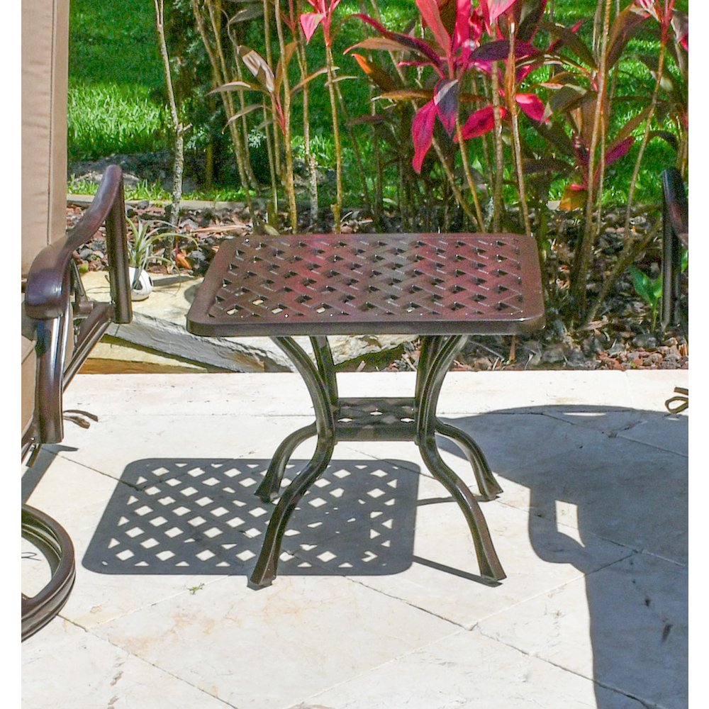 Savannah Outdoor Aluminum End Table. Picture 3