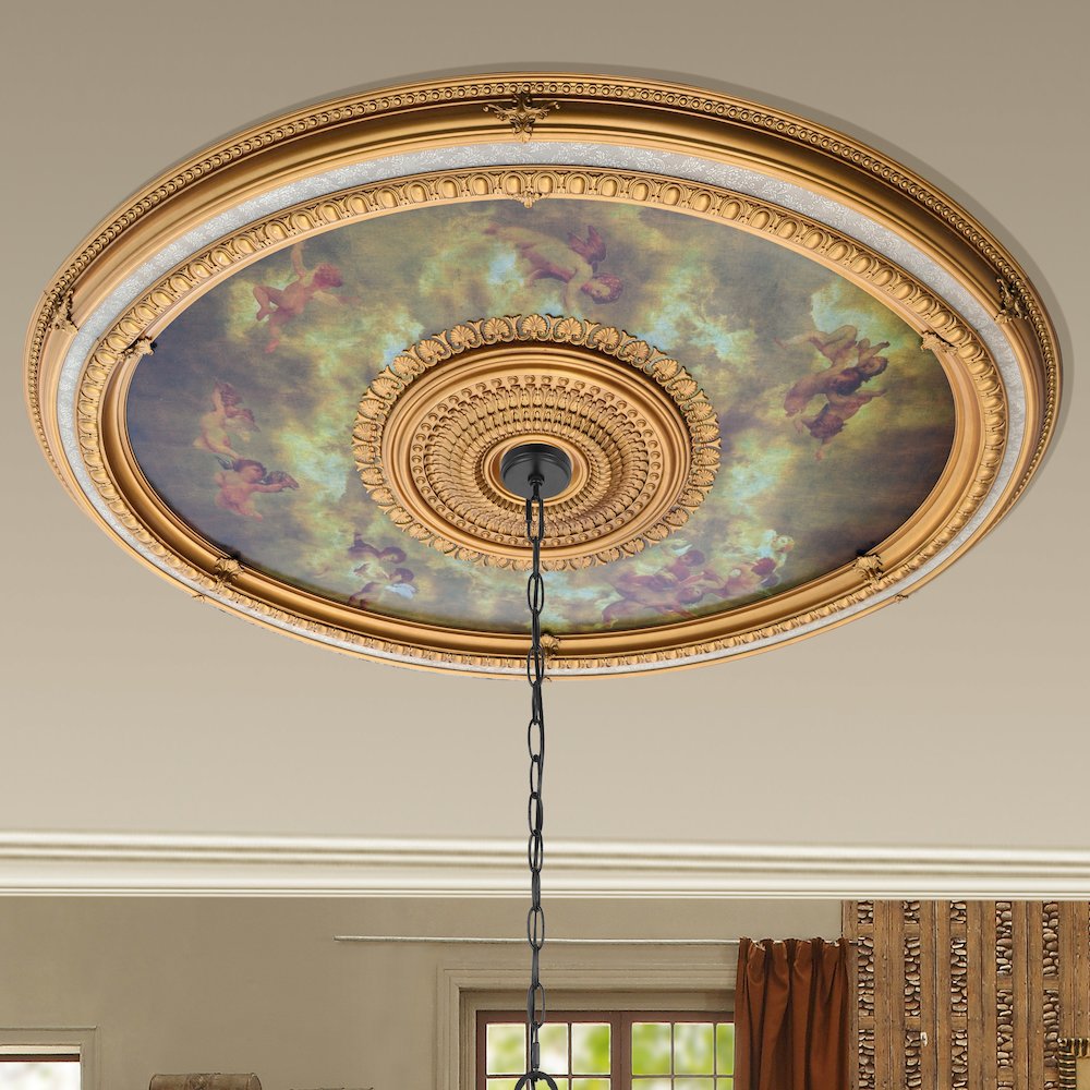 Classical Large Oval Chandelier Ceiling Medallion 79 inches. Picture 2