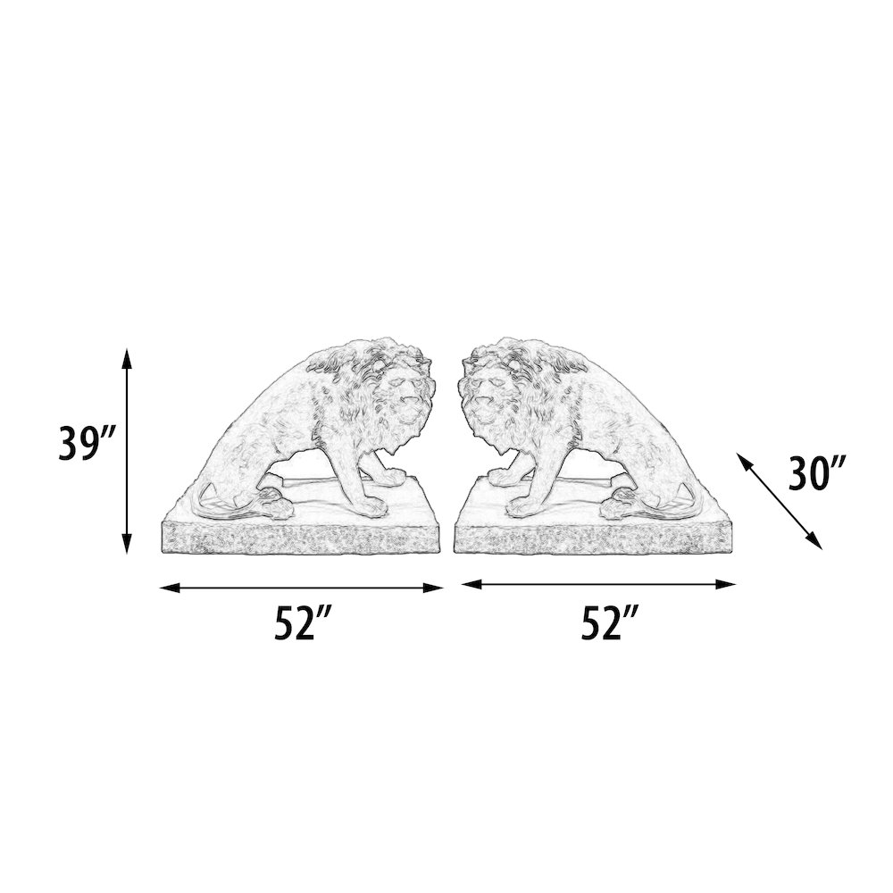 Symmetrical Pair of 39 Inch Entry Lions in Rough Stone. Picture 5