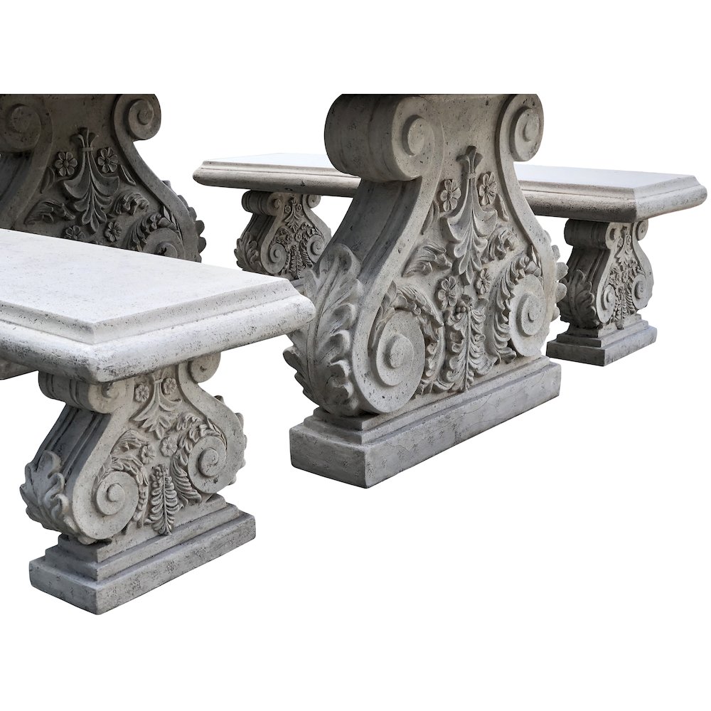 Classic Acanthus Garden Table and Bench set of 3 (KIT). Picture 2