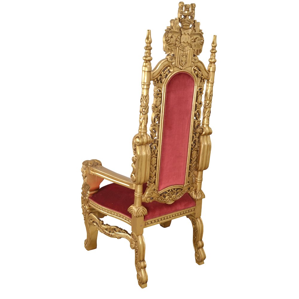 King Chair in Gold Leaf and Burgundy Velvet. Picture 3