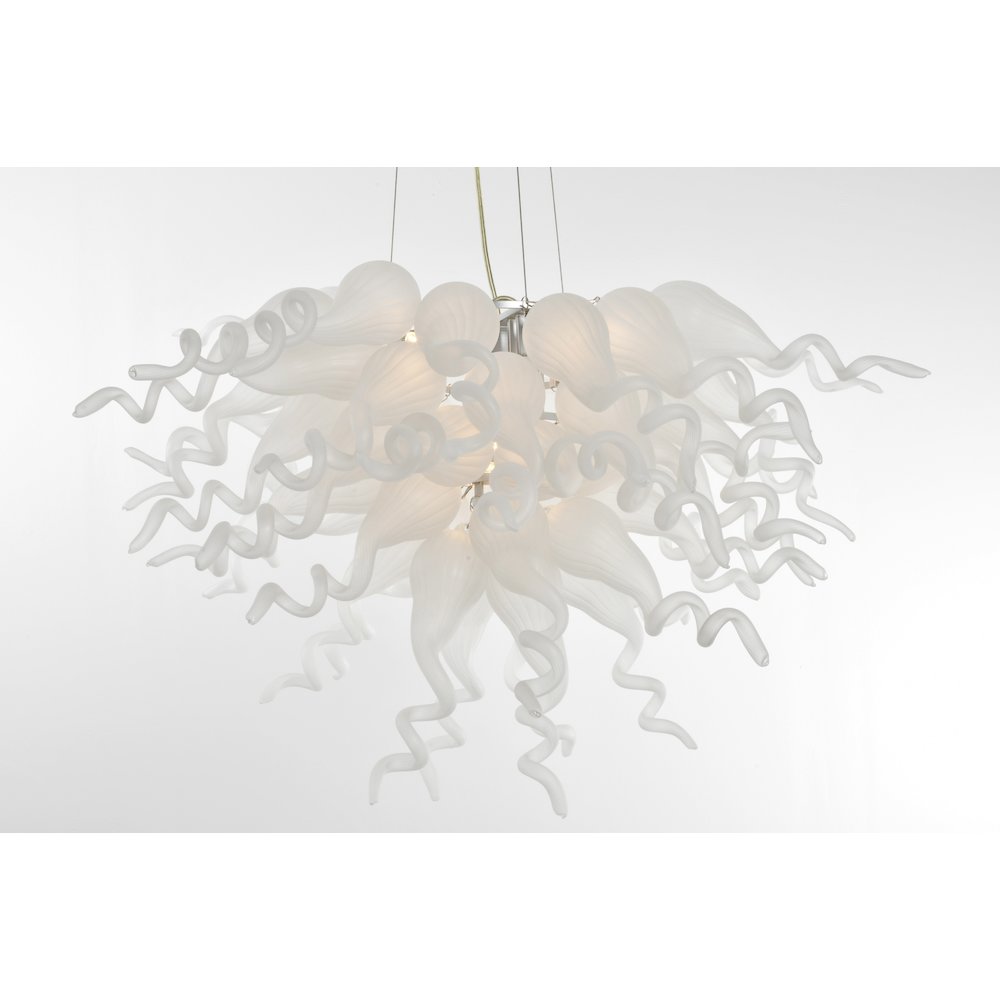 Frosted White Blown Glass Chandelier. Picture 3