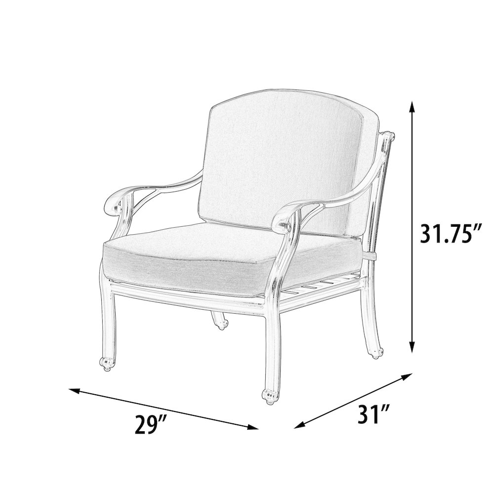 Savannah Outdoor Aluminum Club Chair. Picture 5