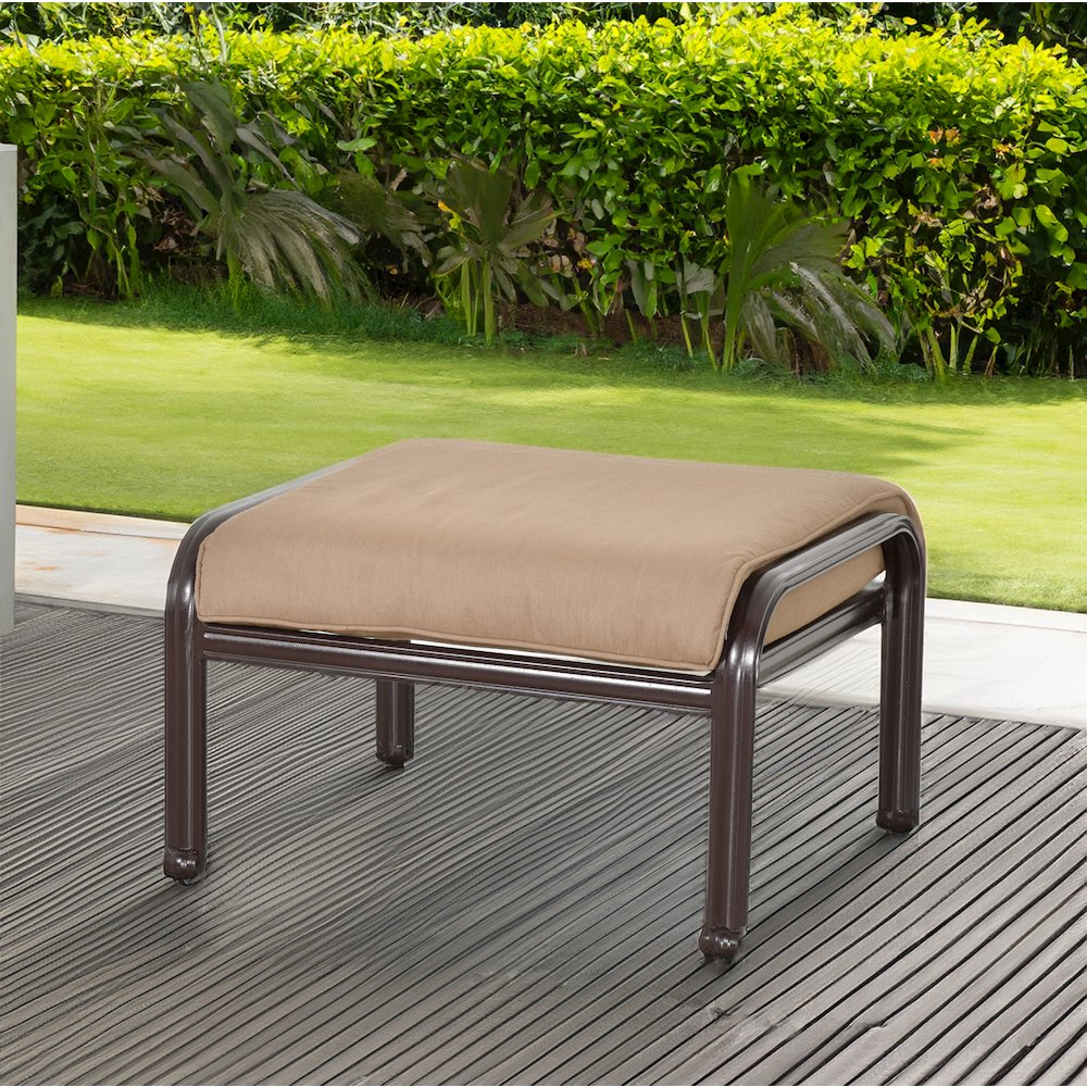 Savannah Outdoor Aluminum Ottoman. Picture 2