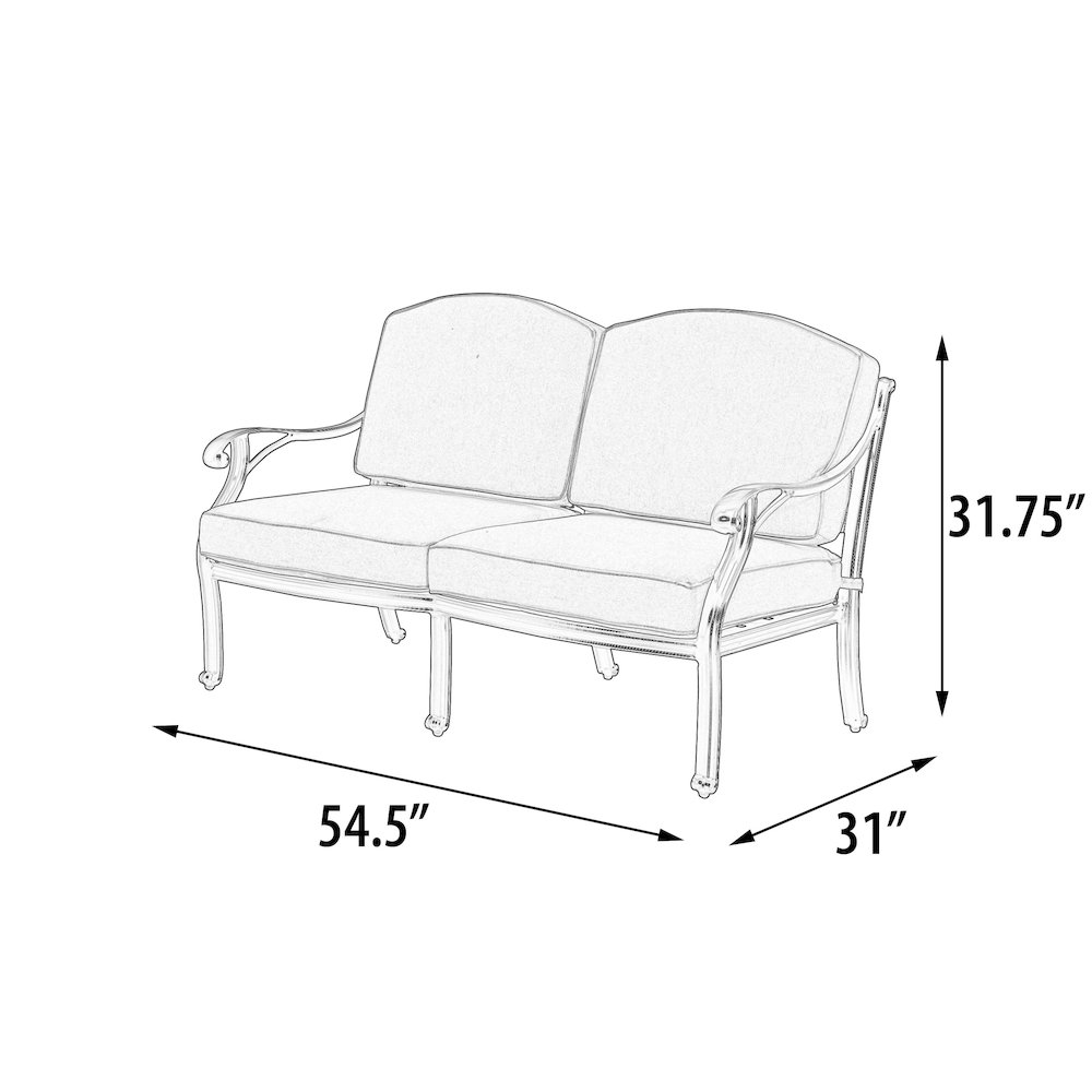Savannah Outdoor Aluminum Loveseat. Picture 5