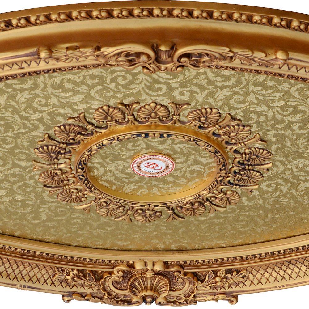 Golden Rocaille Oval Chandelier Ceiling Medallion. Picture 3