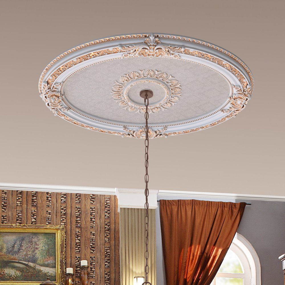 French Blanco Oval Chandelier Ceiling Medallion. Picture 2