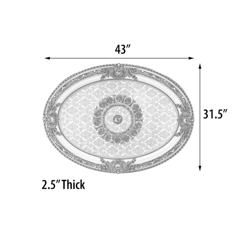 French Blanco Oval Chandelier Ceiling Medallion. Picture 4