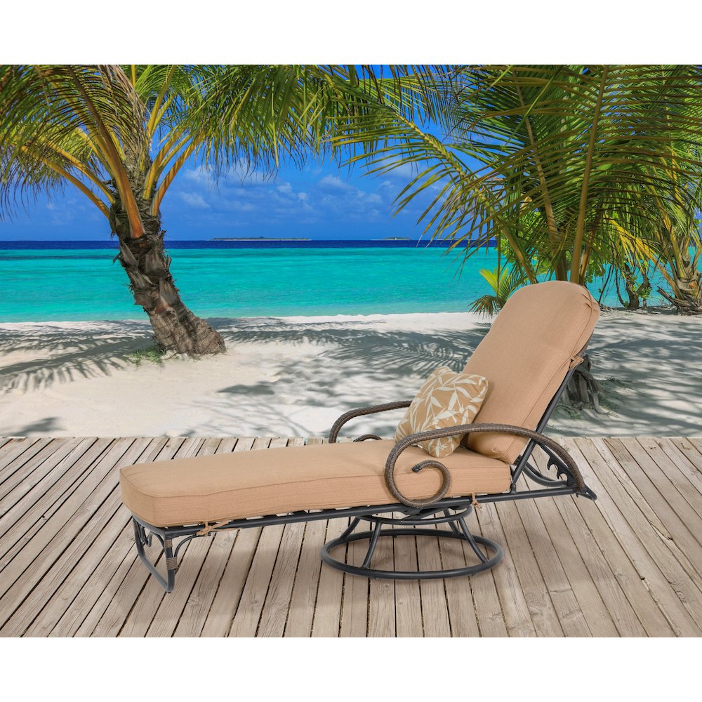 Grand Bonaire Weave Swivel Lounge With Pillow. Picture 2