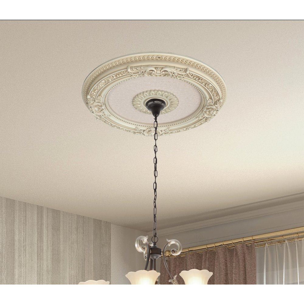 Cream French Petite Round Ceiling Medallion 24 Inch Diameter. Picture 1