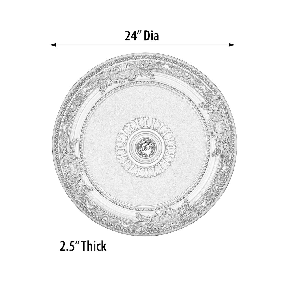 Cream French Petite Round Ceiling Medallion 24 Inch Diameter. Picture 5