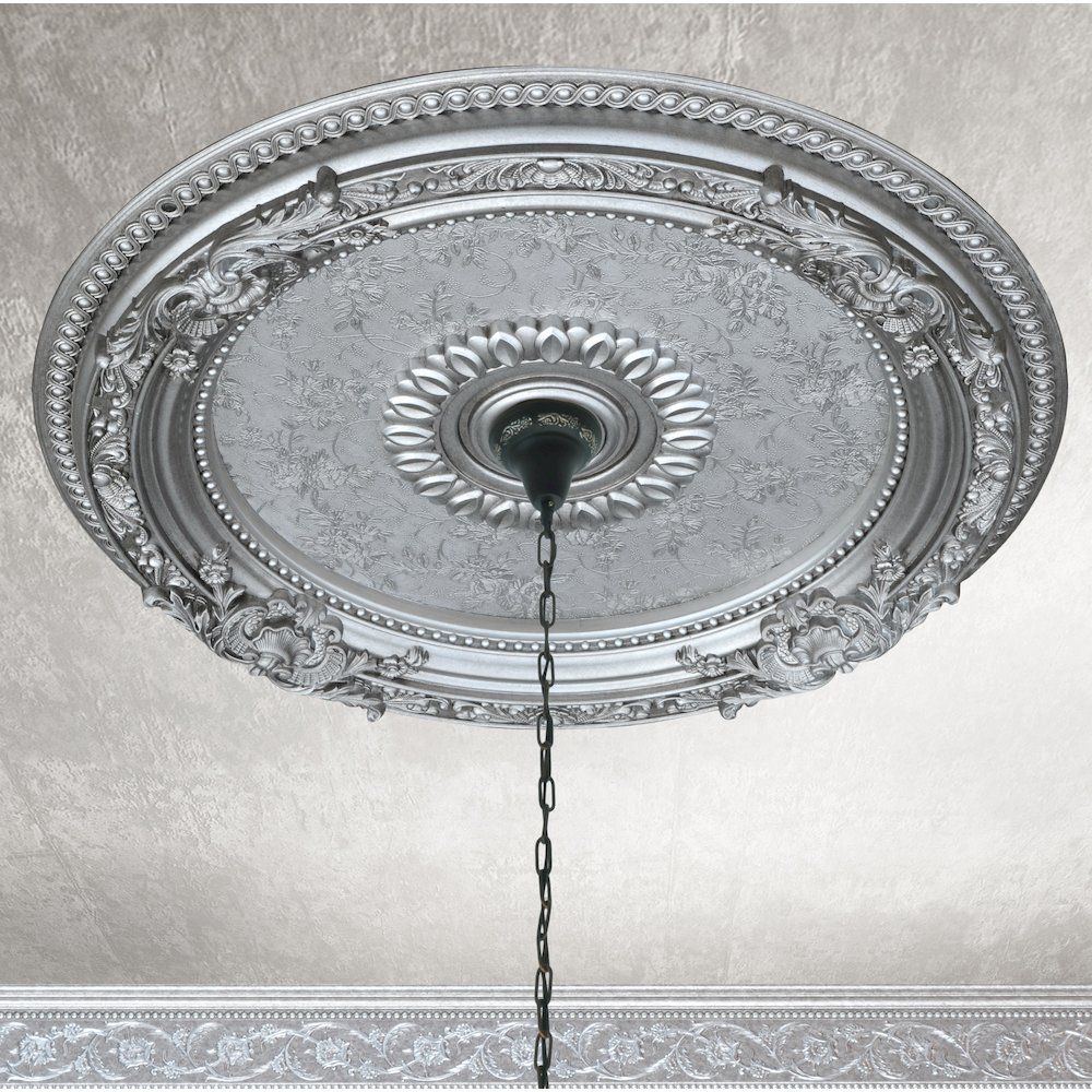 Antique Silver Round Ceiling Medallion 24 Inch Diameter. Picture 1