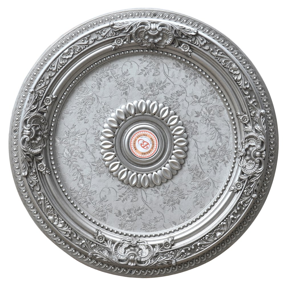 Antique Silver Round Ceiling Medallion 24 Inch Diameter. Picture 2