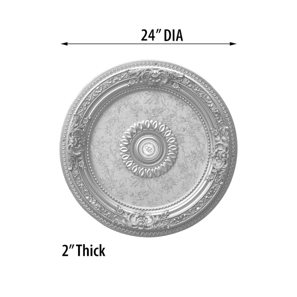 Antique Silver Round Ceiling Medallion 24 Inch Diameter. Picture 5