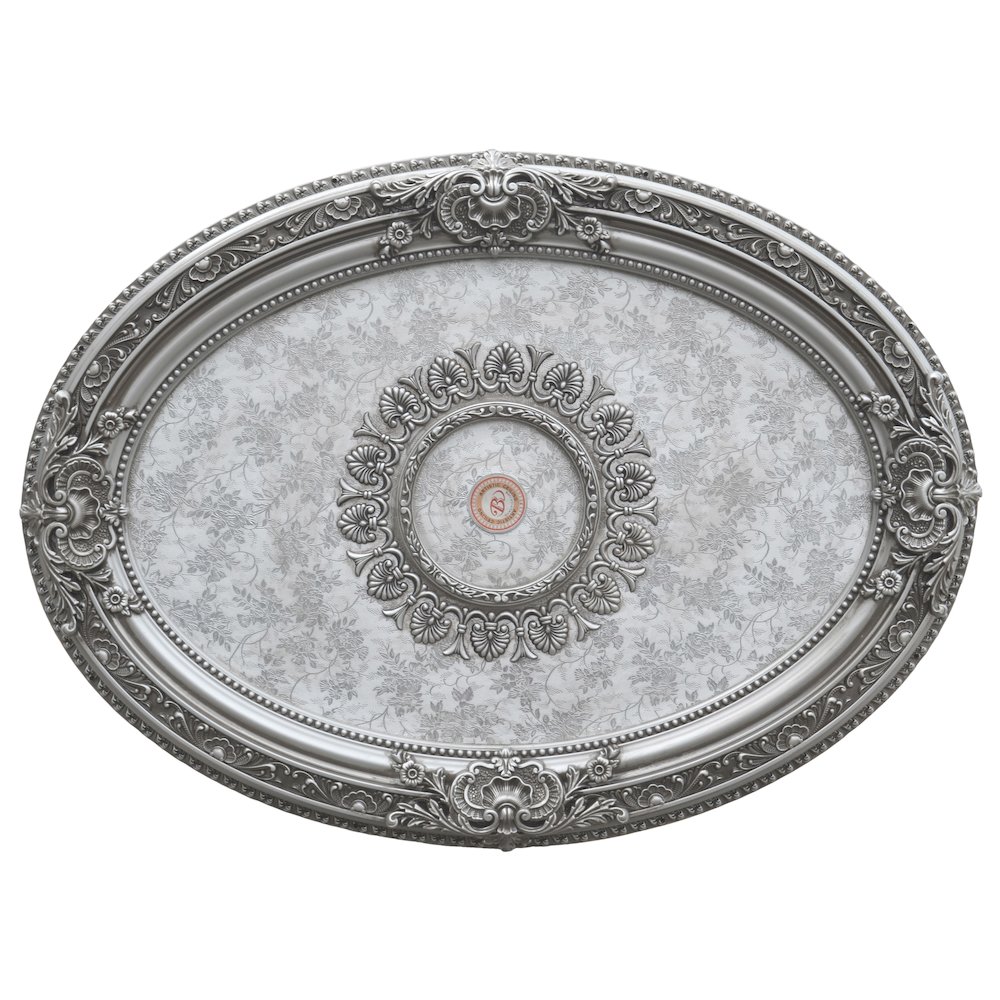 Antique Silver Petite Oval Ceiling Medallion. Picture 2