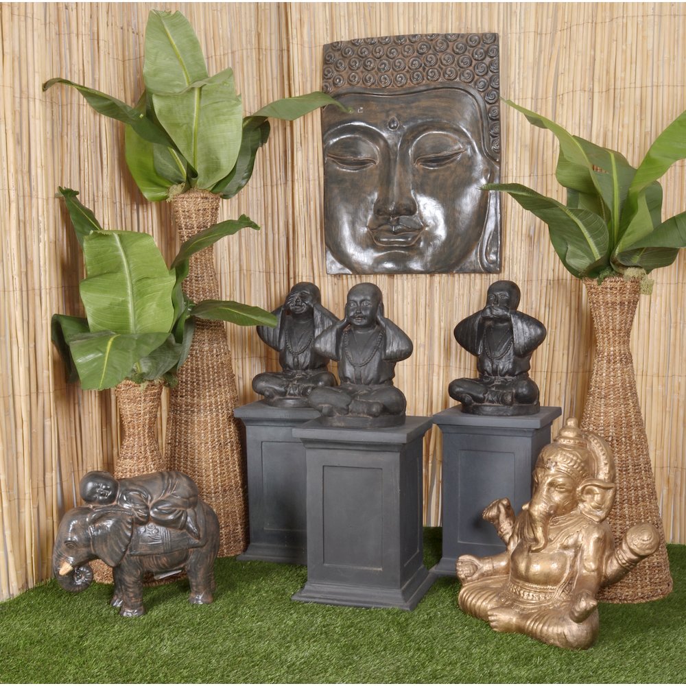 Baby Monk On Elephant Black Earthy Finish. Picture 2