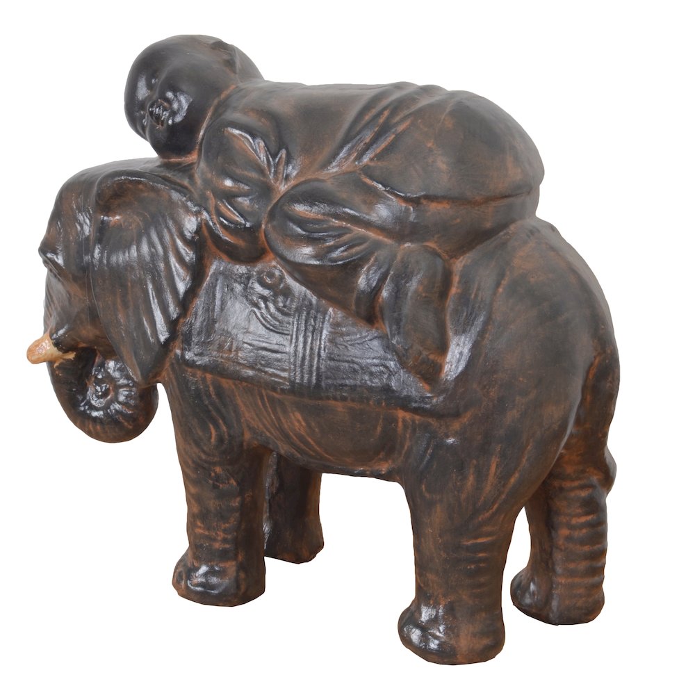 Baby Monk On Elephant Black Earthy Finish. Picture 3